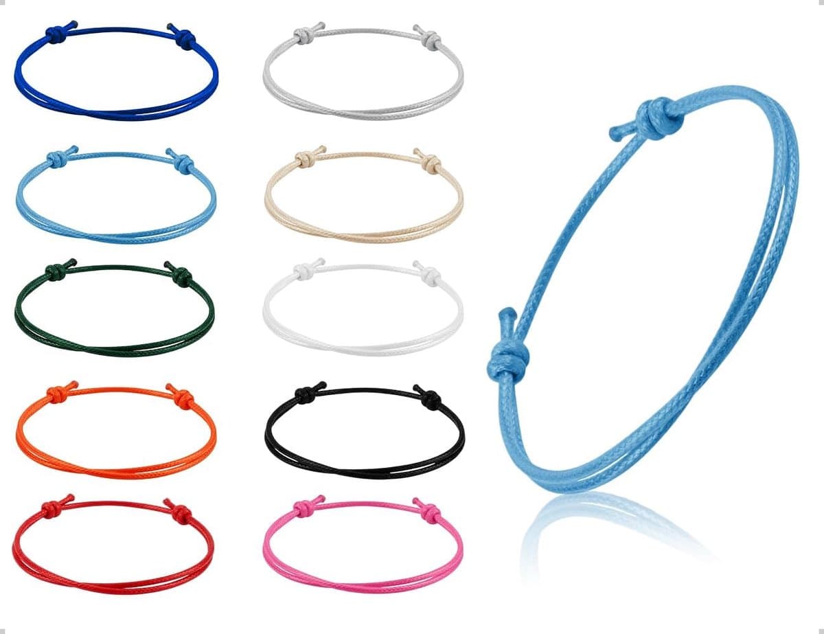 Armbanden, leren armband heren dames, verstelbare geluksarmband, subtiele vriendschapsarmband, voor dagelijks gebruik, sport (10 kleuren)