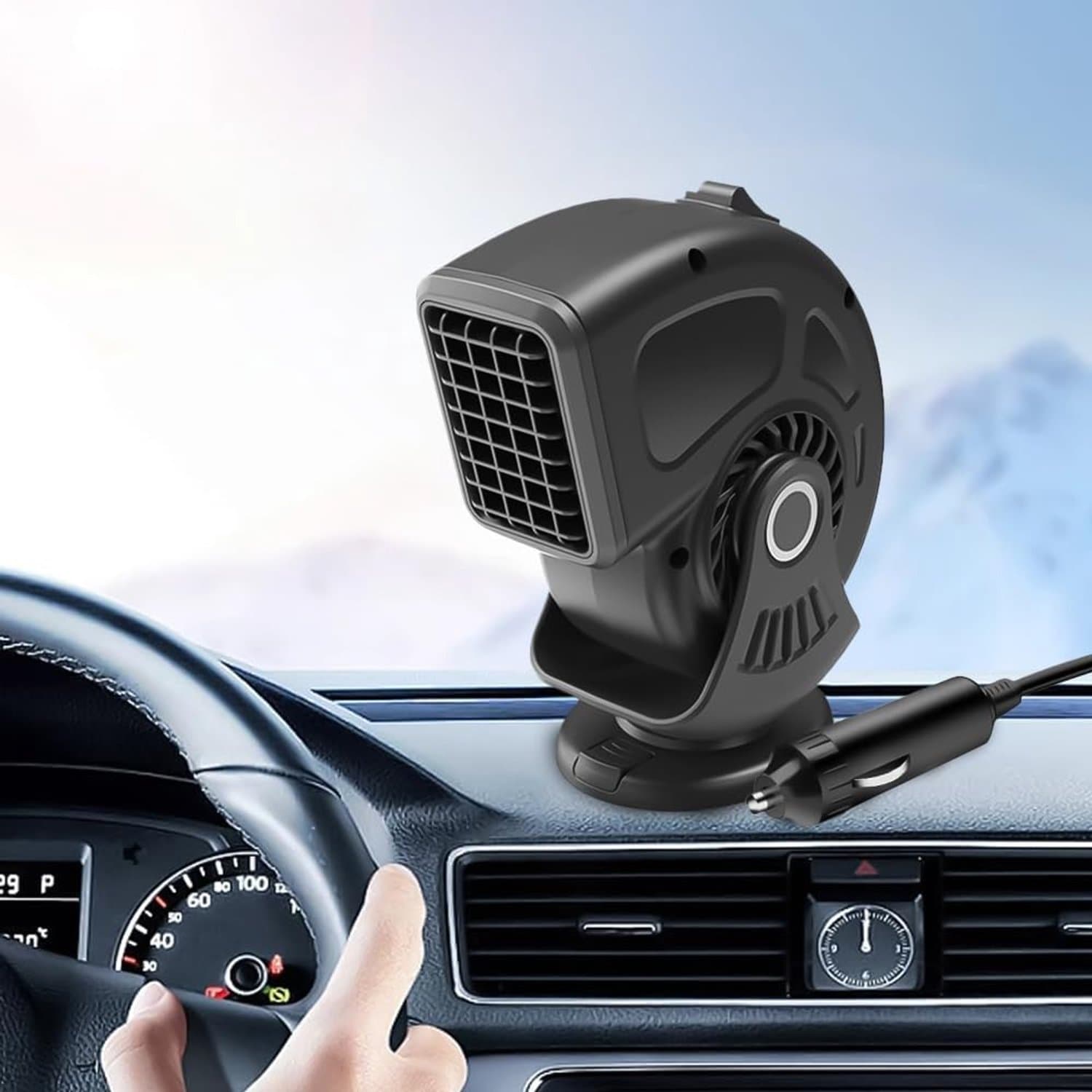 Autokachel 2-in-1 - 12 V Stekker - 150 W Vermogen - 360 Graden Draaiend - Anti-Fog Functie - ShopVlot