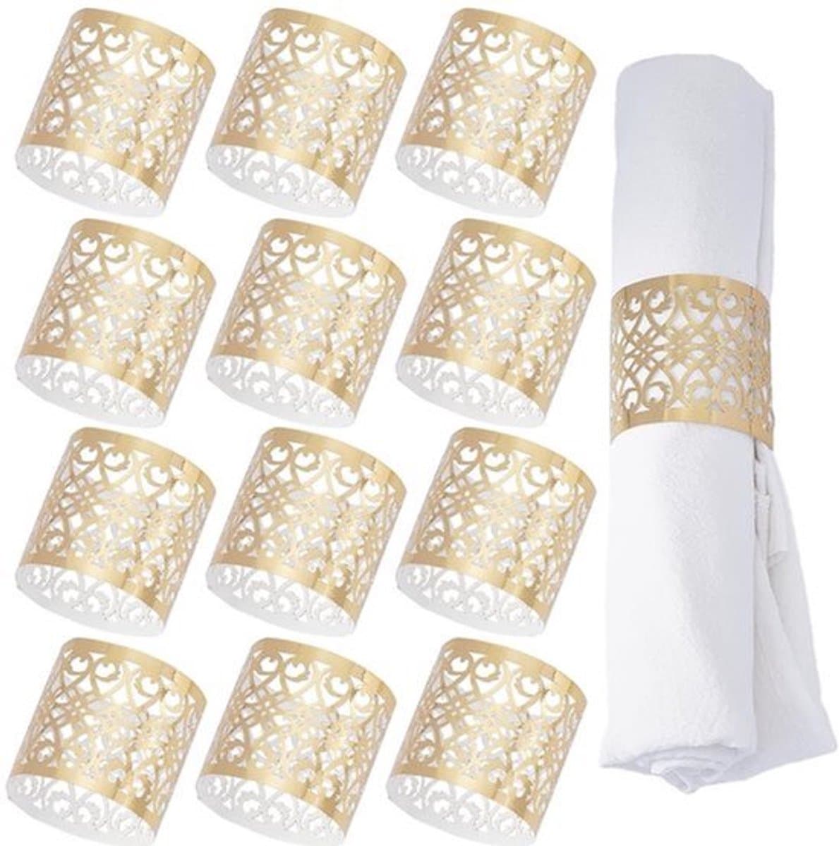 Tafeldecoratie: 50 gouden servetringen voor bruiloftsfeer