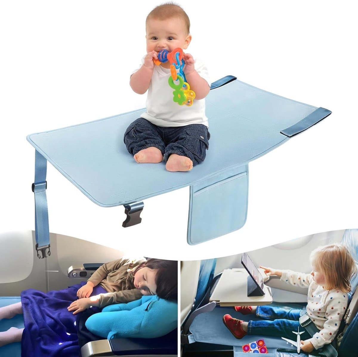 Peuter Vliegtuig Bed - Reisbedje Kind - Comfortabel Slapen - Speciaal Ontworpen - Compact Formaat - Donkerblauw