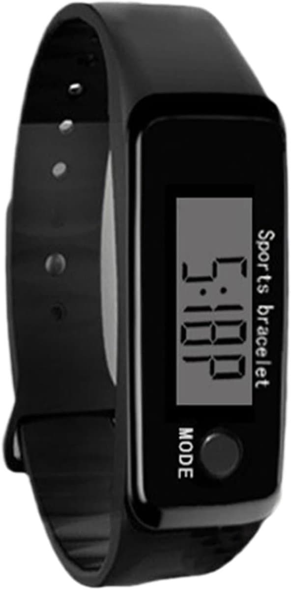 Stappenteller Horloge - Fitness Tracker - Activiteit Meten - Waterbestendig Ontwerp - 12 cm Band - Zwart