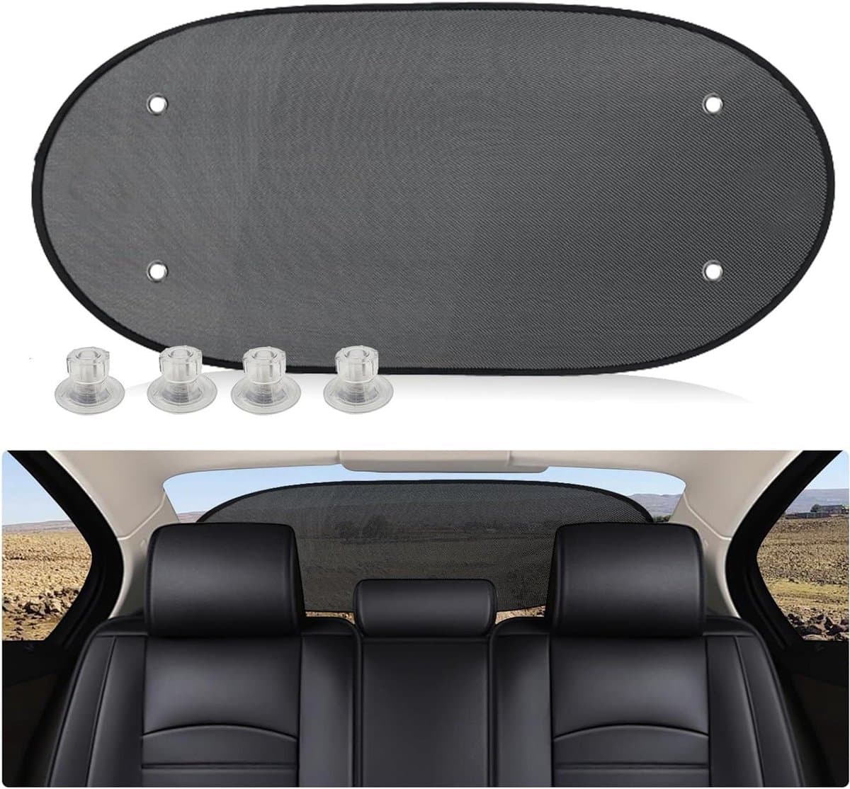 Auto Zonnescherm Achterruit - Privacy Mesh - Bescherming Tegen Zon - Universeel Formaat - 100 x 50 cm - Zwart