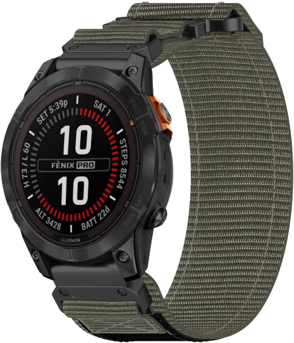 Voor Garmin Fenix ​​7S 20 mm nylon klittenbandsluiting horlogeband (grijs)
