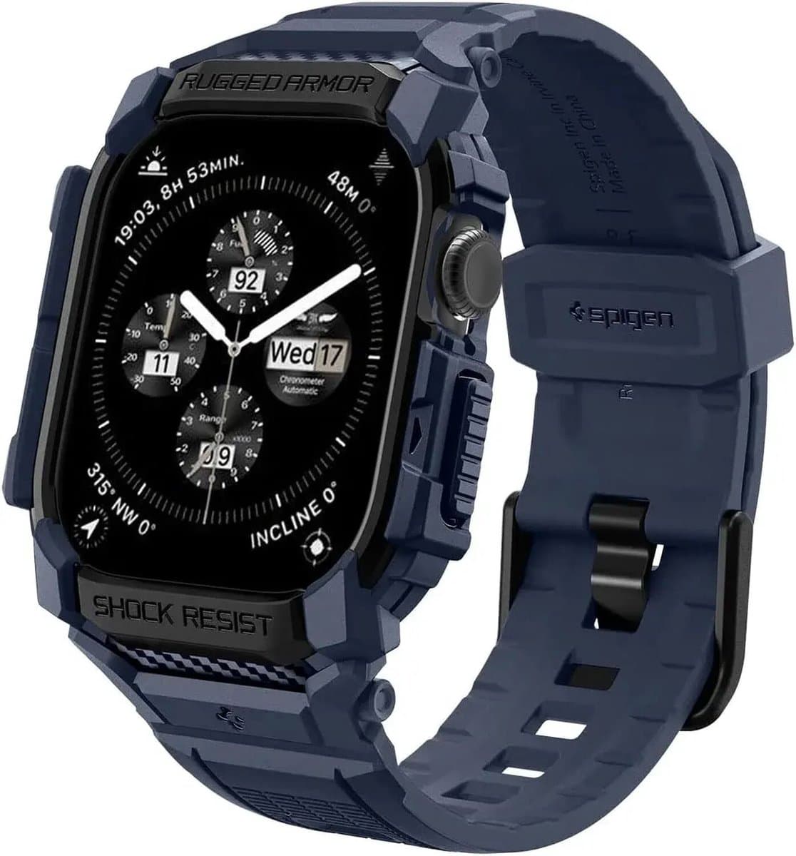 Spigen Rugged Armor™ Pro Case voor de Apple Watch 10 - 42 mm - Navy Blue