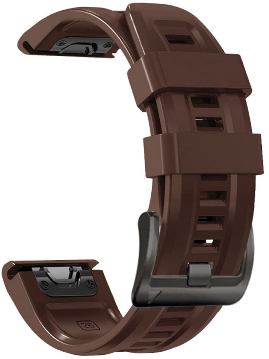 Voor Garmin Fenix 7/6 PRO / 5 Plus 22mm Zwart Buckle Silicone Watchband (donkerbruin)