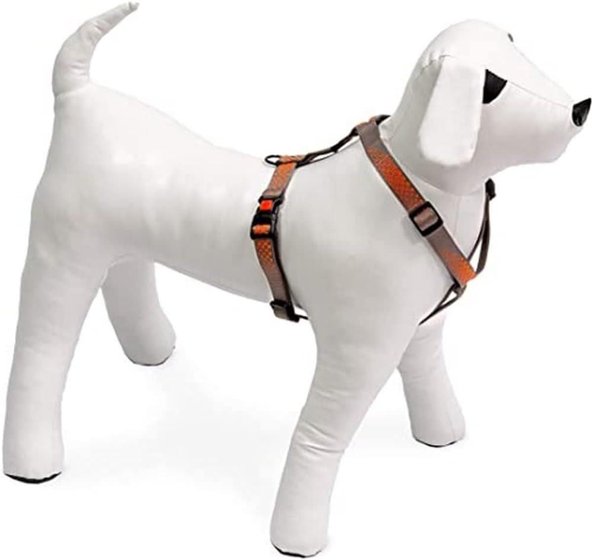 Honden Tuigje - Honden Harnas - Comfortabel Wandelen - Dubbele Veiligheidsgespen - 15 mm 35-50 cm - Grijs Stippen