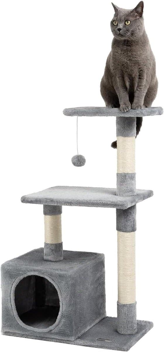 Kattenboom - Krabpaal - Spelen en Rusten - Met Sisal Stammen - 85 cm Hoog - Lichtgrijs