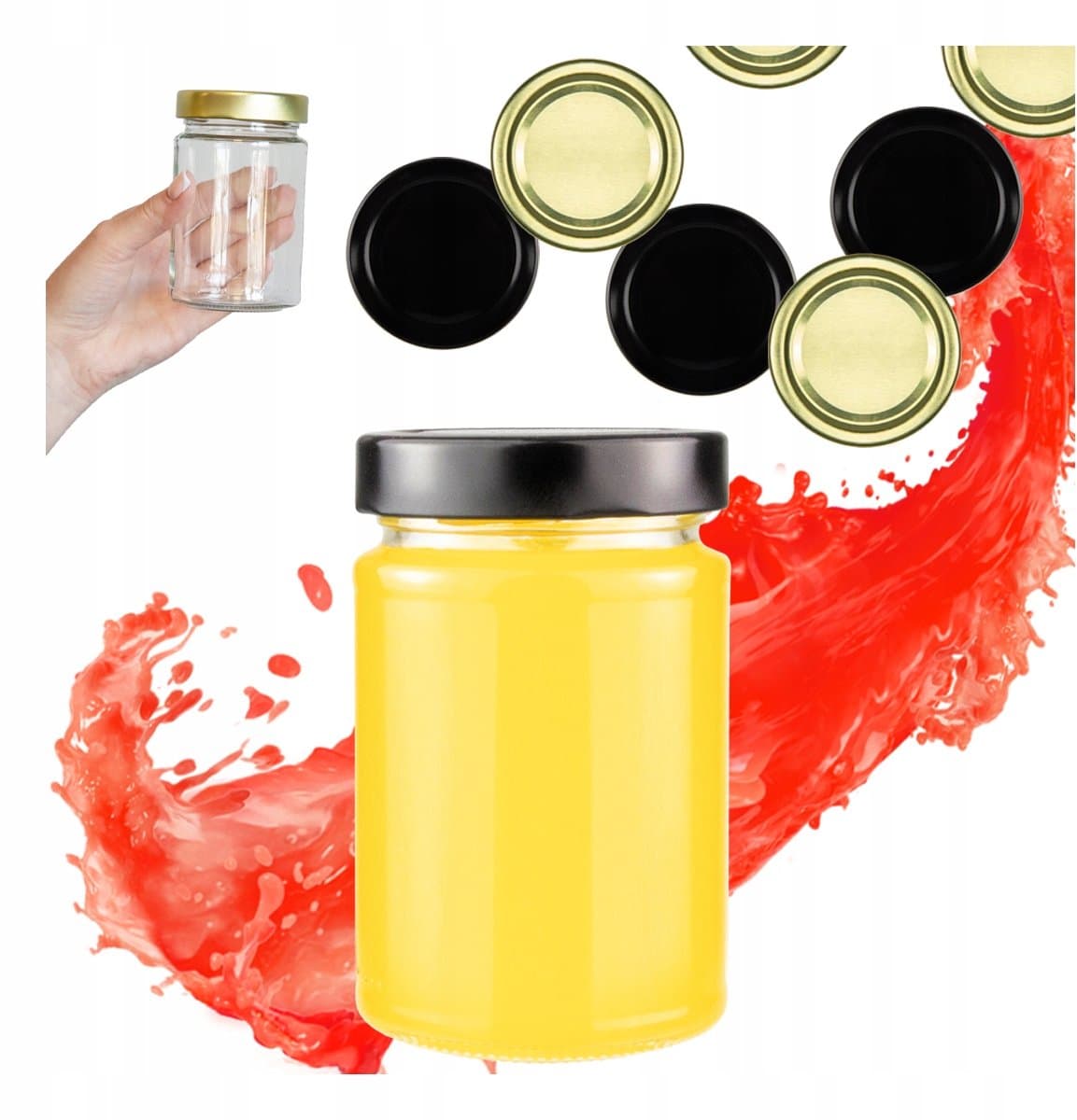 Bimberek ATENA Serie - Glazen Pot - 330ml - Hoge Deksel - Geschikt voor Confituren