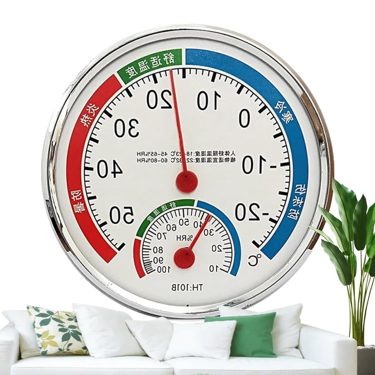 Temperatuur Vochtigheid Meter - Hygrometer Thermometer - Klimaat Monitoren - Analoge Meting Geen Batterijen - 130 mm Diameter - Wit