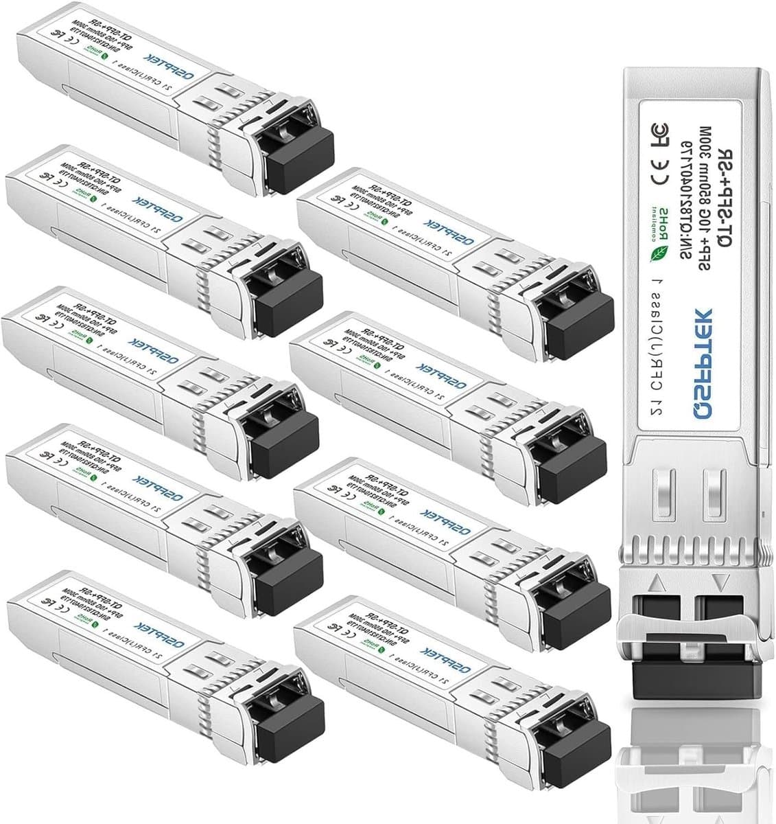 SFP+ Transceiver Module - Glasvezel Module - Netwerk Uitbreiding - DDM Real-time Monitoring - 300 m - Zilver