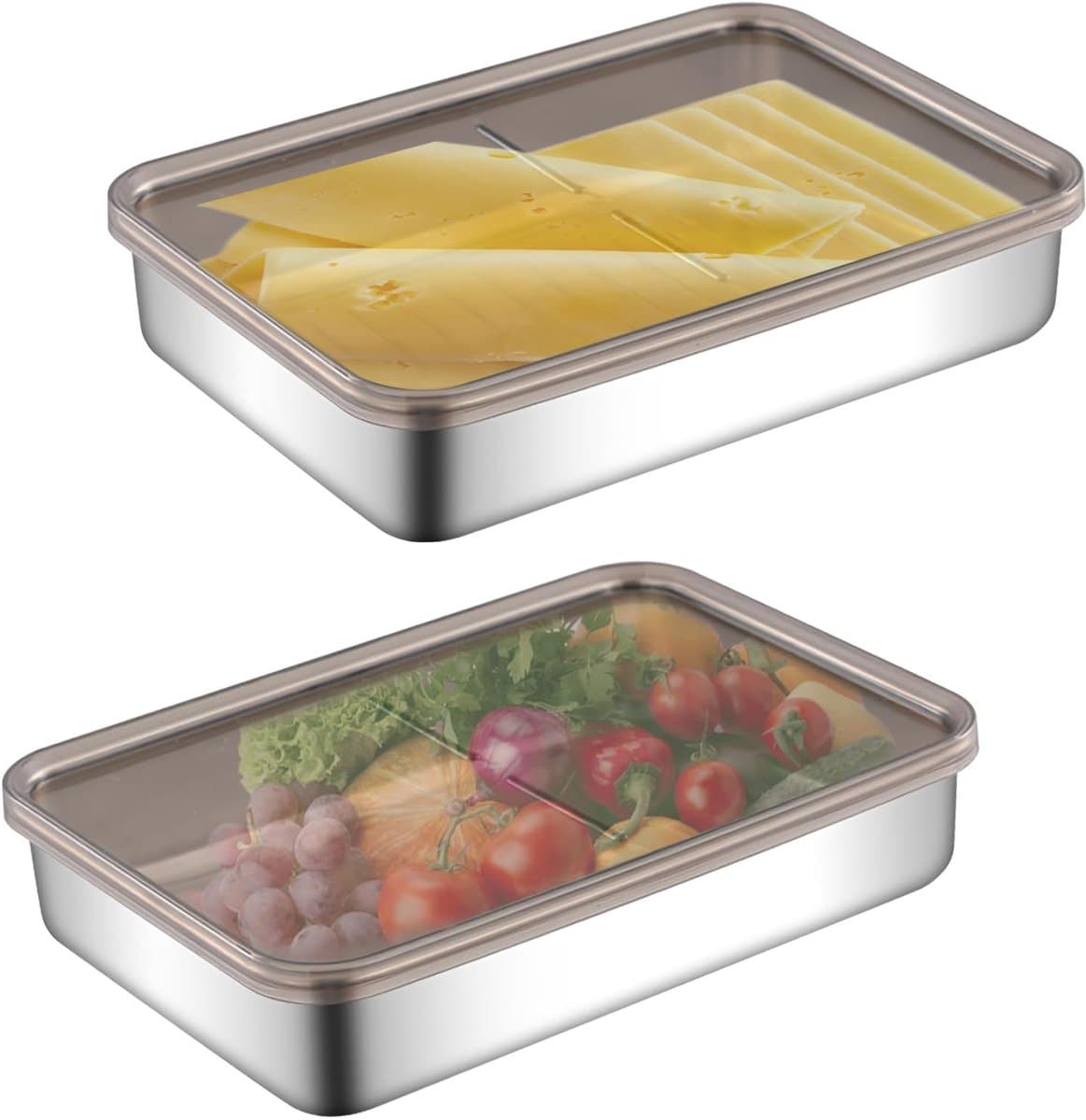 Allecto - Roestvrijstalen Voedselcontainers - Stapelbare Opbergdozen - 1100 ml Capaciteit - Ideaal voor Koelkast - Vers en Duurzaam - Geschikt voor...
