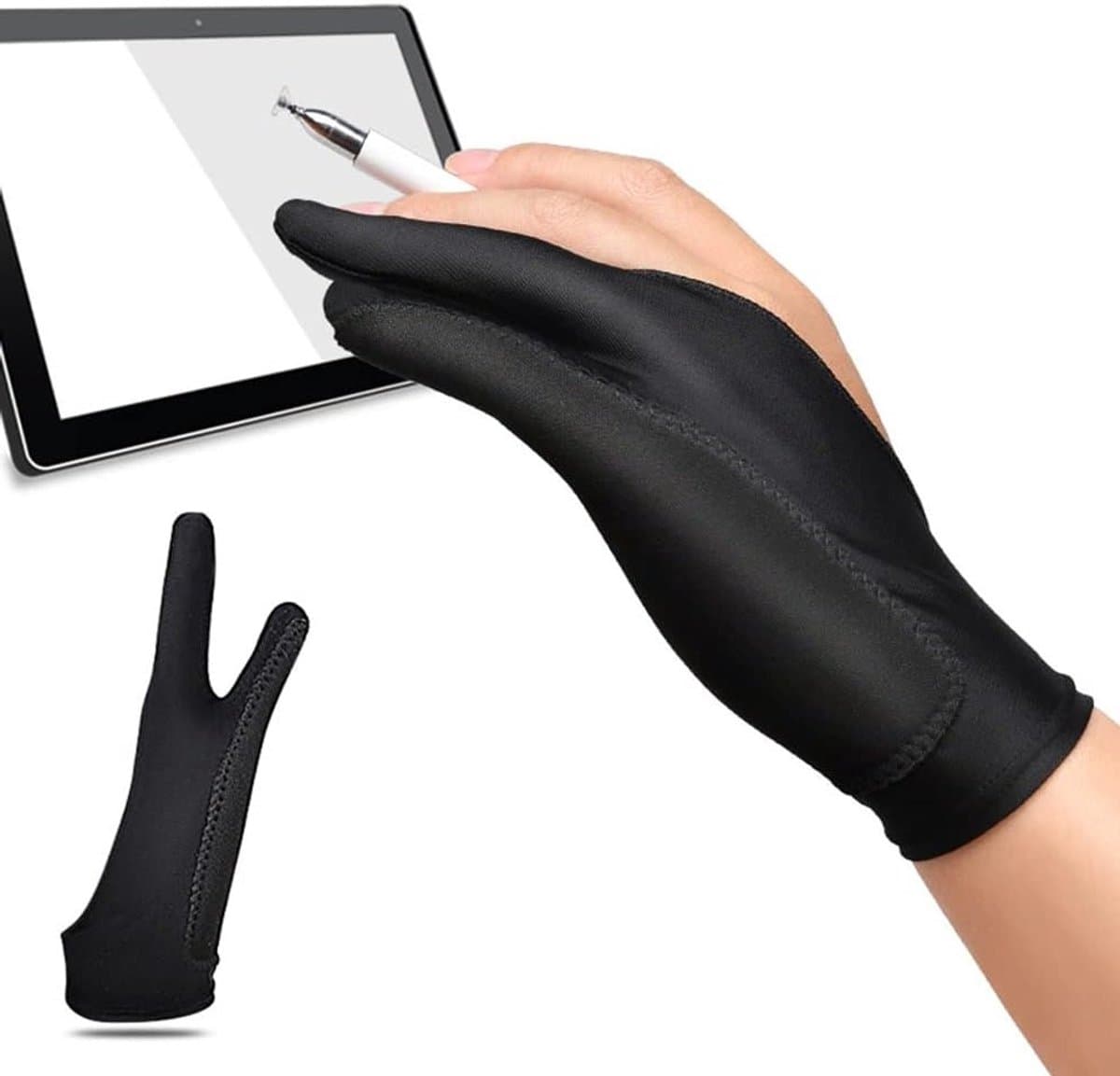Artist Handschoenen met Twee Vingers voor Digitale Tekening, Anti-Vervuiling, Palm Afwijzing voor Grafisch Teken Tablet en Kunstcreatie voor Links en Rechts Hand
