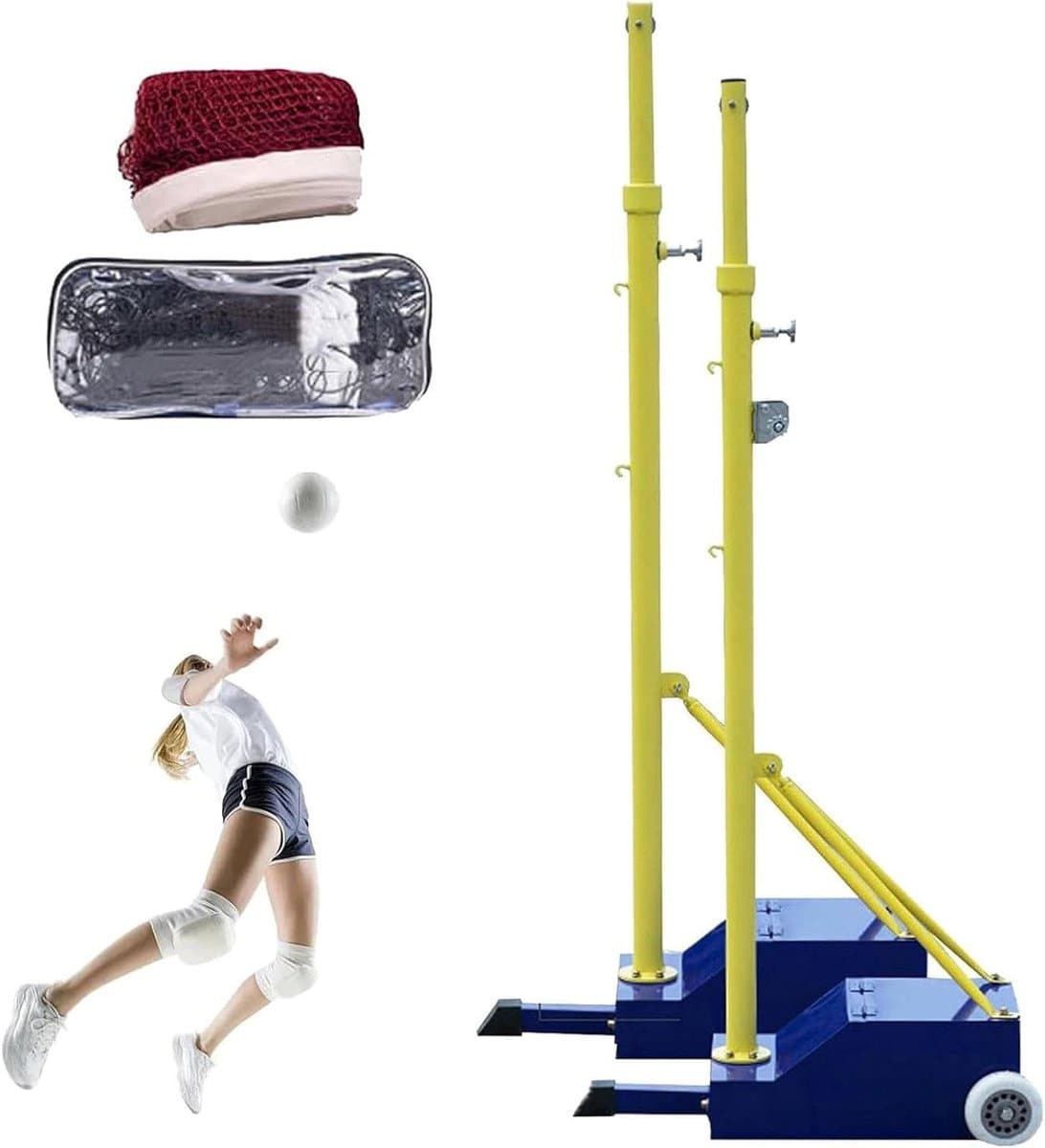 Sport Net Set - Volleybal Badminton - Buiten Spelen - In Hoogte Verstelbaar - 5 tot 2.1 Meter - Zwart