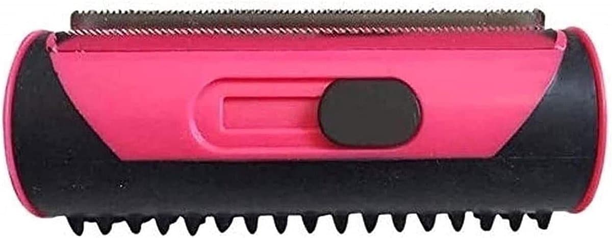 Huisdierenborstel - Kam voor vacht - Vachtverzorging huisdier - Eénknops reiniging - 14.5 cm - Roze