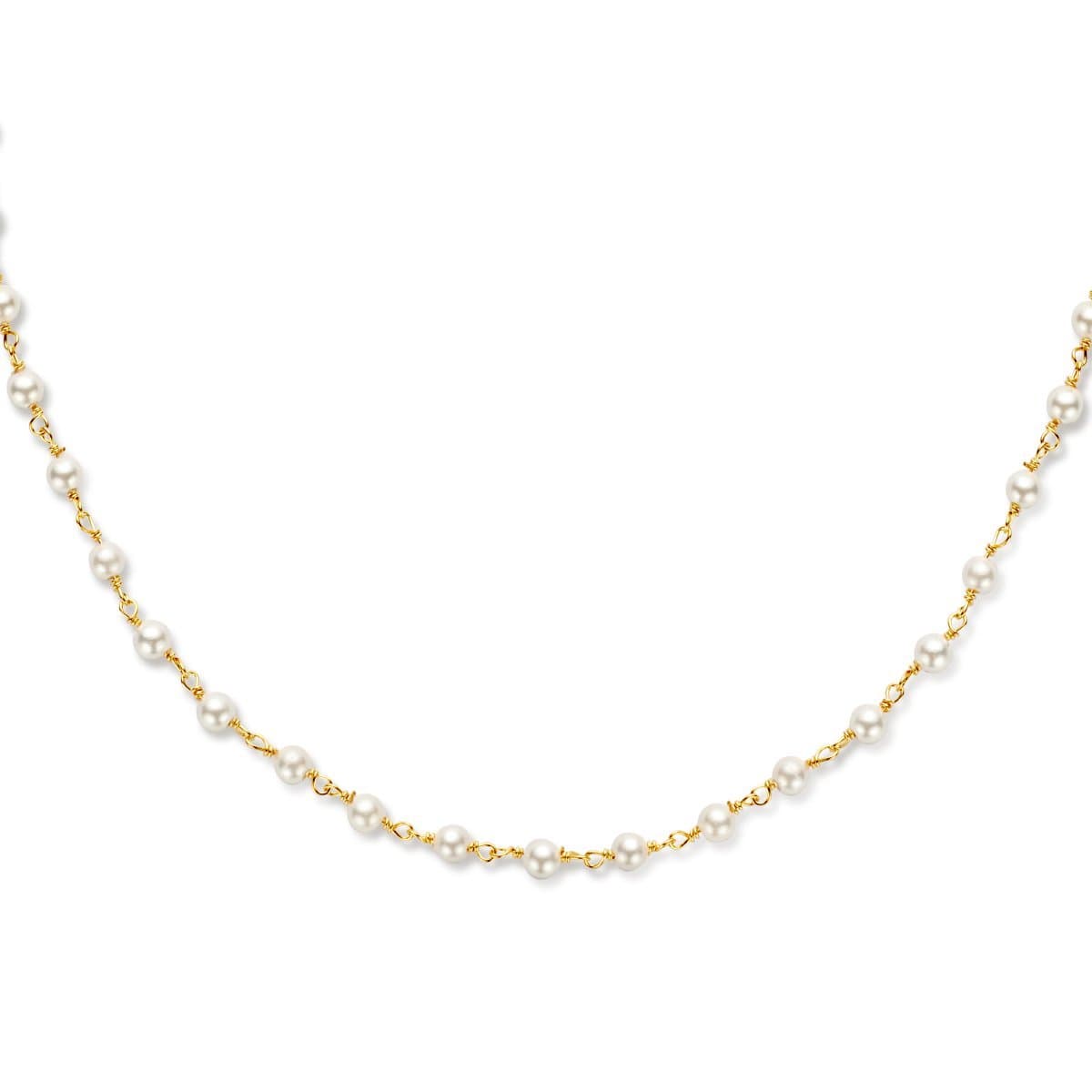 collier synth. parels 40 + 5 cm 1 micron zilver verguld (geel)