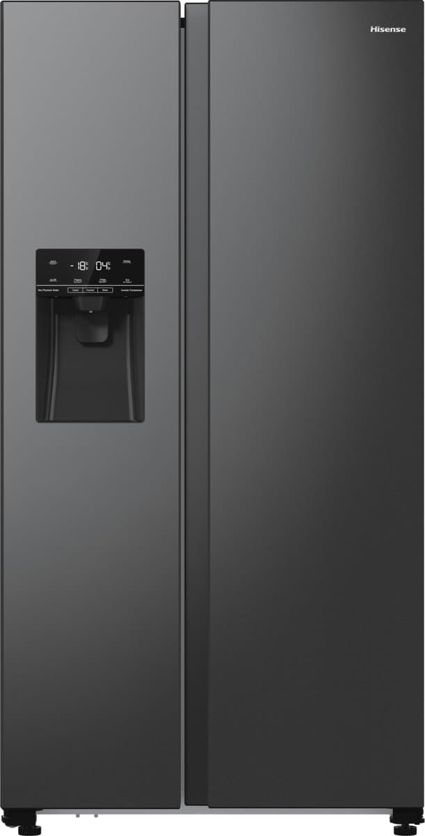 Hisense RS5P535NTFE - Amerikaanse koelkast - No-Frost - 178 cm hoog - 566 liter - Energielabel E - Invriesvermogen 12 kg/24u - Geluidsniveau 39 dB - LED Display - SuperCool - FastFreeze - Deuralarm - Interverter Compressor