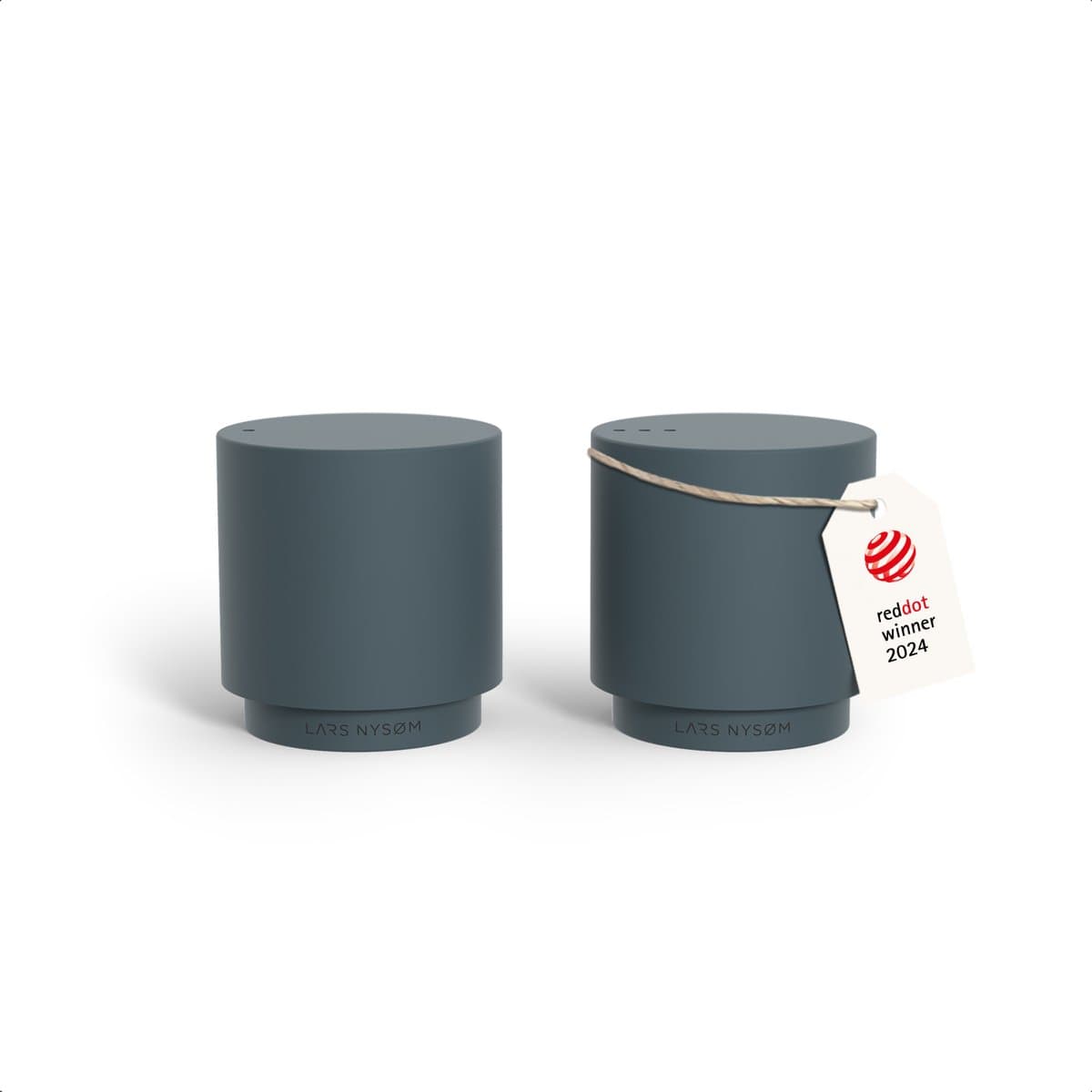 LARS NYSØM Svæve Set Roestvrijstalen Peper- en Zoutstel - Modern Minimalistisch Ontwerp - Eenvoudig Navullen (Stone Blue)