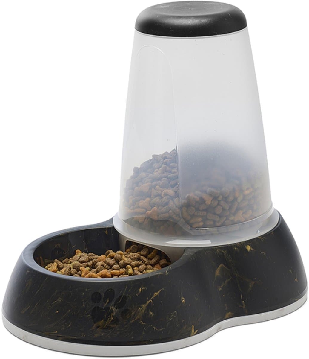Voerdispenser Savic - Antislip Design Zwart/Goud - 3L, 32.5x22x29 cm, Geschikt voor Katten en Kleine Honden