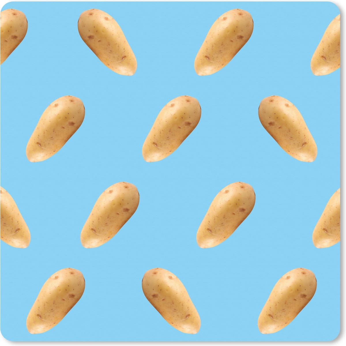 Muismat XXL 40x40 cm - Bureau onderlegger - Bureau mat Aardappel - Patroon - Blauw - Bureaumat - Gaming mousepad xl - Bureaulegger groot - Computer deskmat