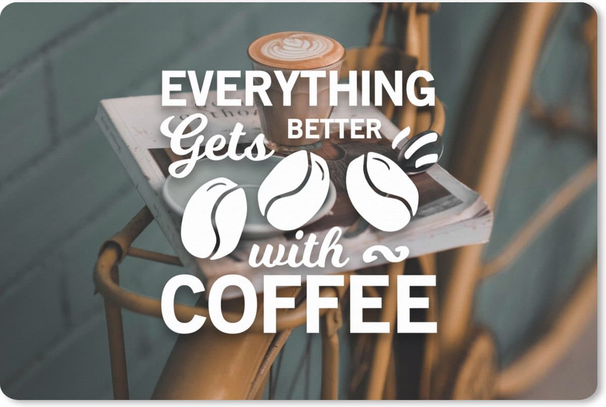 Muismat XXL 120x80 cm - Bureau onderlegger - Bureau mat Quotes - Spreuken - Everything gets better with coffee - Koffie - Bureaumat - Gaming mousepad xl - Bureaulegger groot - Computer deskmat