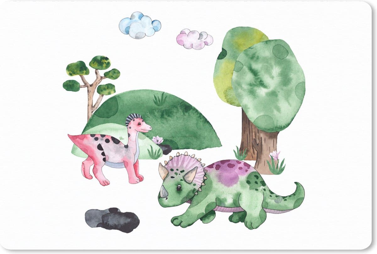 Muismat XXL 90x60 cm - Bureau onderlegger - Bureau mat Kinderkamer - Tekening - Dinosaurus - Jongens - Meisjes - Kids - Bureaumat - Gaming mousepad xl - Bureaulegger groot - Computer deskmat