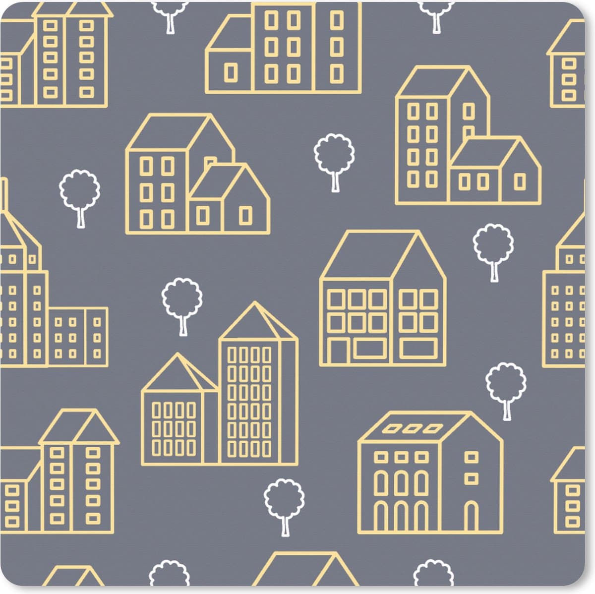 Muismat XXL 60x60 cm - Bureau onderlegger - Bureau mat Patronen - Gebouwen - Goud - Bureaumat - Gaming mousepad xl - Bureaulegger groot - Computer deskmat