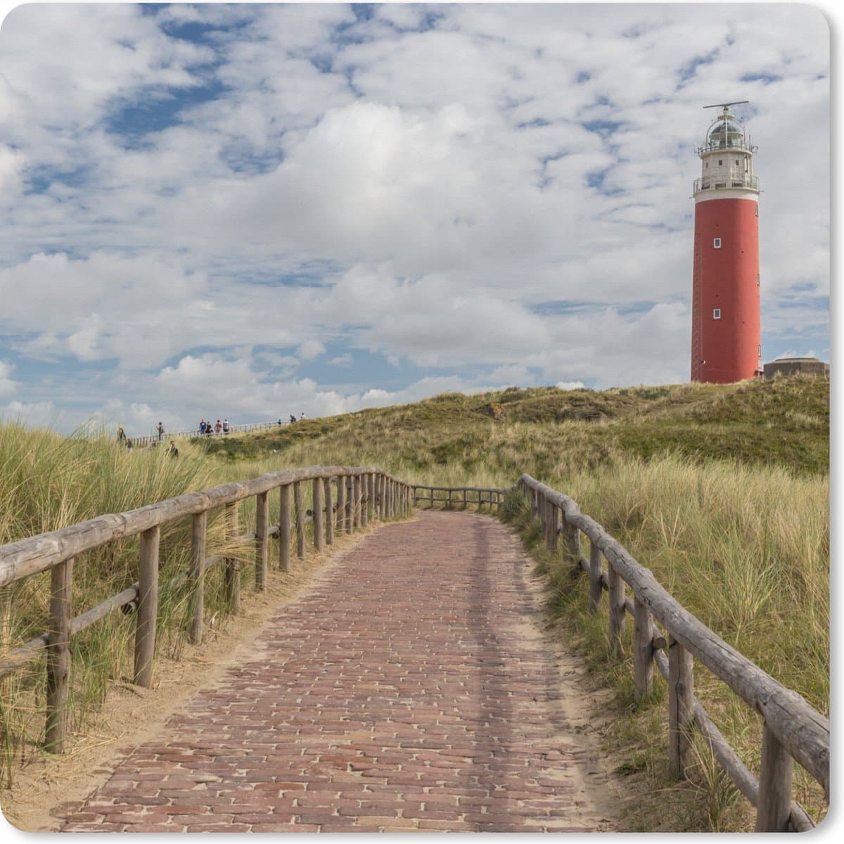 Muismat XXL 80x80 cm - Bureau onderlegger - Bureau mat Pad naar de Vuurtoren in de duinen - Bureaumat - Gaming mousepad xl - Bureaulegger groot - Computer deskmat