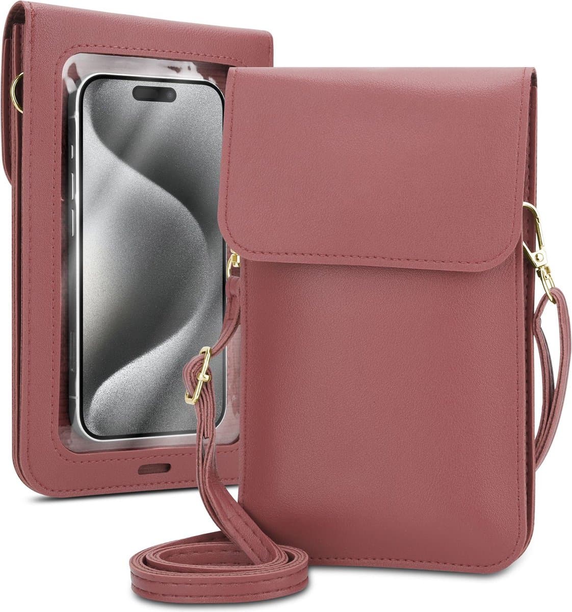 Mobielhoesje geschikt voor Oppo Reno6 PRO 5G in ROZE Etui Case Cover Handtas voor dames