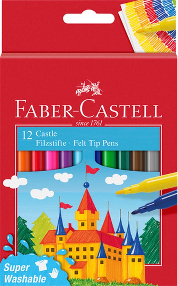 Faber-Castell viltstiften set - 12 stuks, assortiment kleuren
