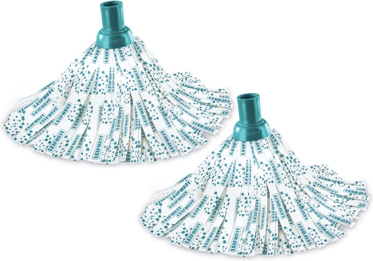 Set van 2x stuks leifheit vervangkop viscose voor vloermop classic - Reservemop met schroefdraad voor universele stelen
