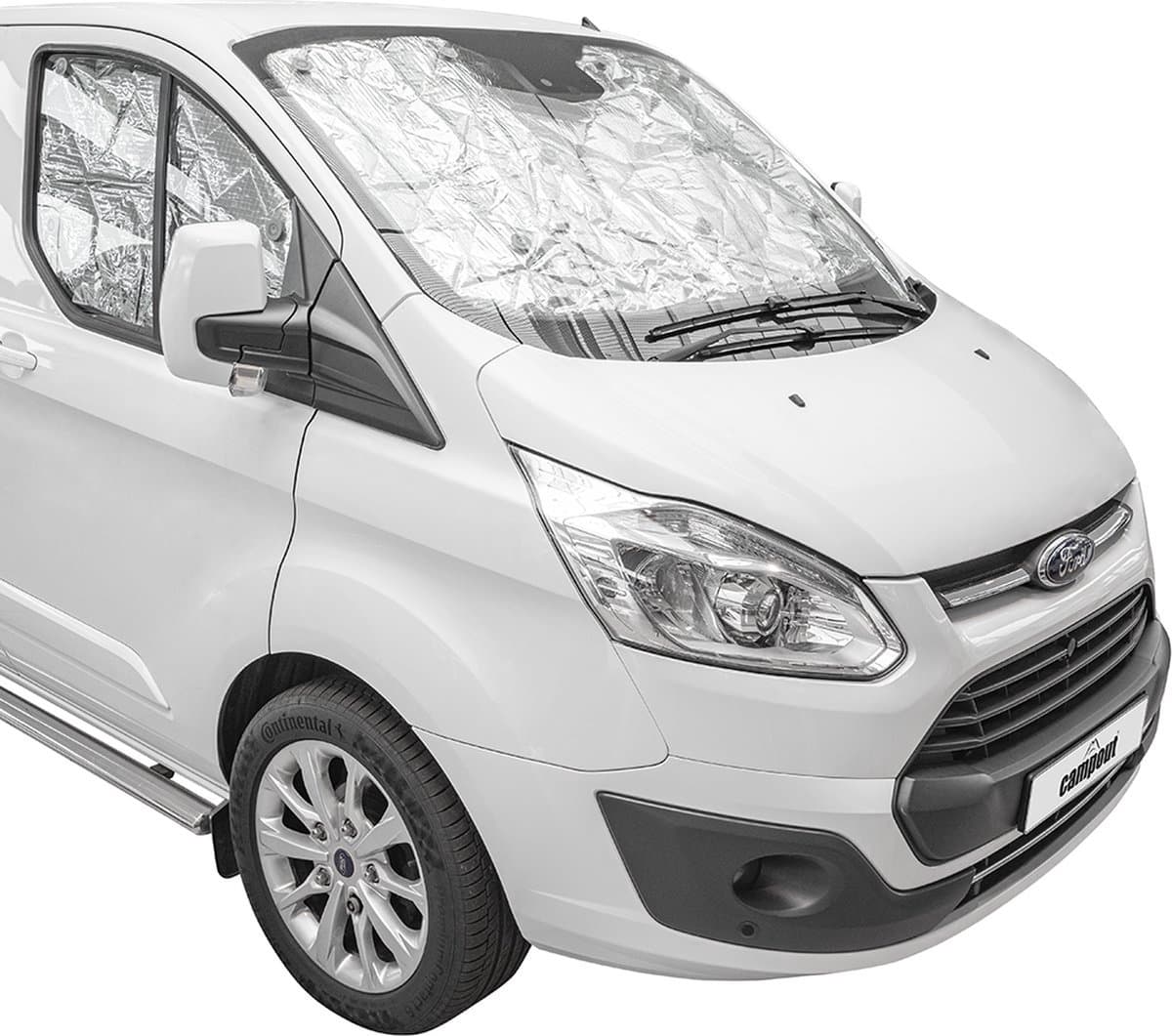 Campout Raamisolatieset voor Ford Transit Custom vanaf 2013 - Isolerende raamfolie - 7-laags materiaal - Isolatie raamfolie - Anti inkijk - Tegen hitte en kou - Incl. bevestigingszuignappen – 3 Stuks