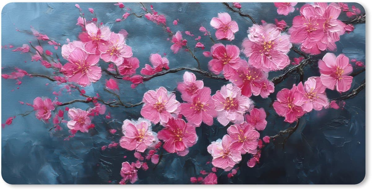 Muismat XXL 100x50 cm - Bureau onderlegger - Bureau mat Bloem - Bloesems - Roze - Abstract - Bureaumat - Gaming mousepad xl - Bureaulegger groot - Computer deskmat