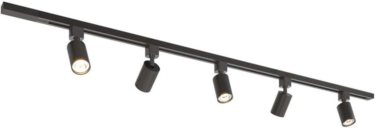 HOFTRONIC railverlichting pakket recht – 1,5 meter – 5 GU10 railspots 2700K warm wit – dimbaar – aluminium zwart – IP20 – modulair – 230V – railspots zwart woonkamer keuken
