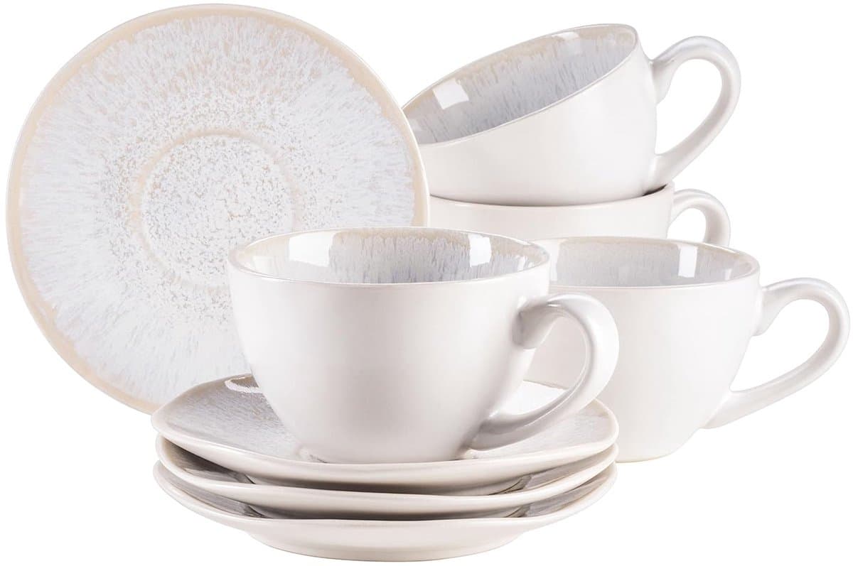 Elegante handgelazuurde kopjes set - vintage stijl - set van 4 - aardewerk - 270 ml
