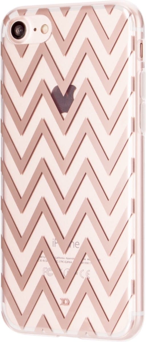 Xqisit Shell Zigzag Case iPhone 7 8 SE 2020 SE 2022 hoesje - Rose Gold Doorzichtig