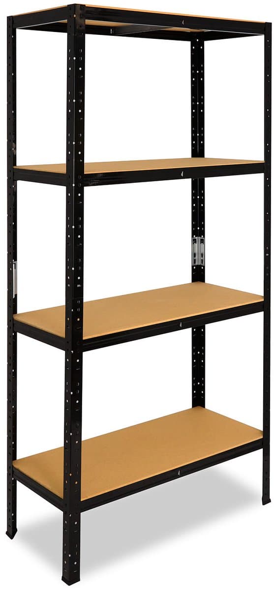 Shelfplaza BLACK metalen stellingkast - 200x30x45 cm - zwart - 4 planken