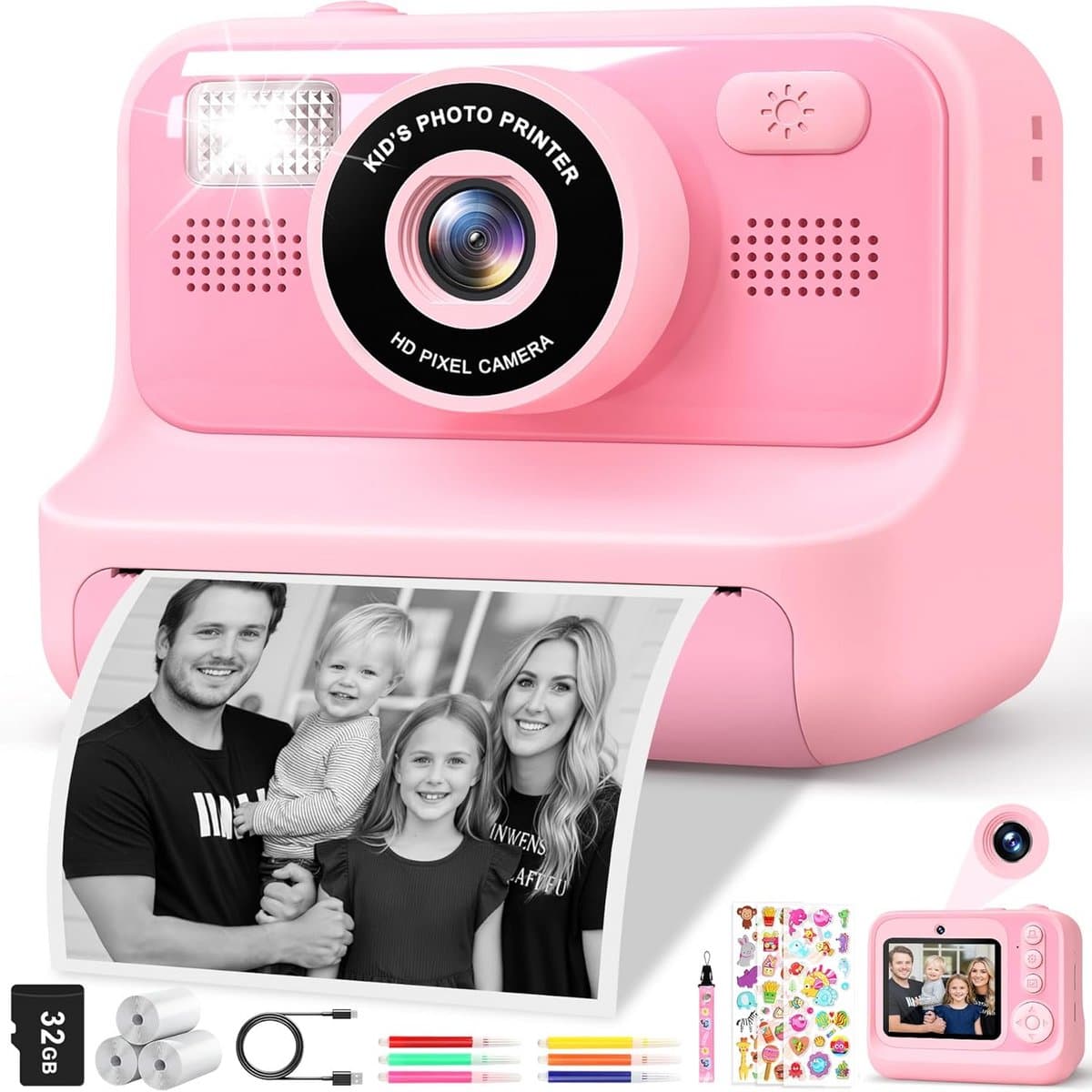 Digitale Kinderfotocamera - Roze Camera voor Kinderen 3 tot 5 Jaar