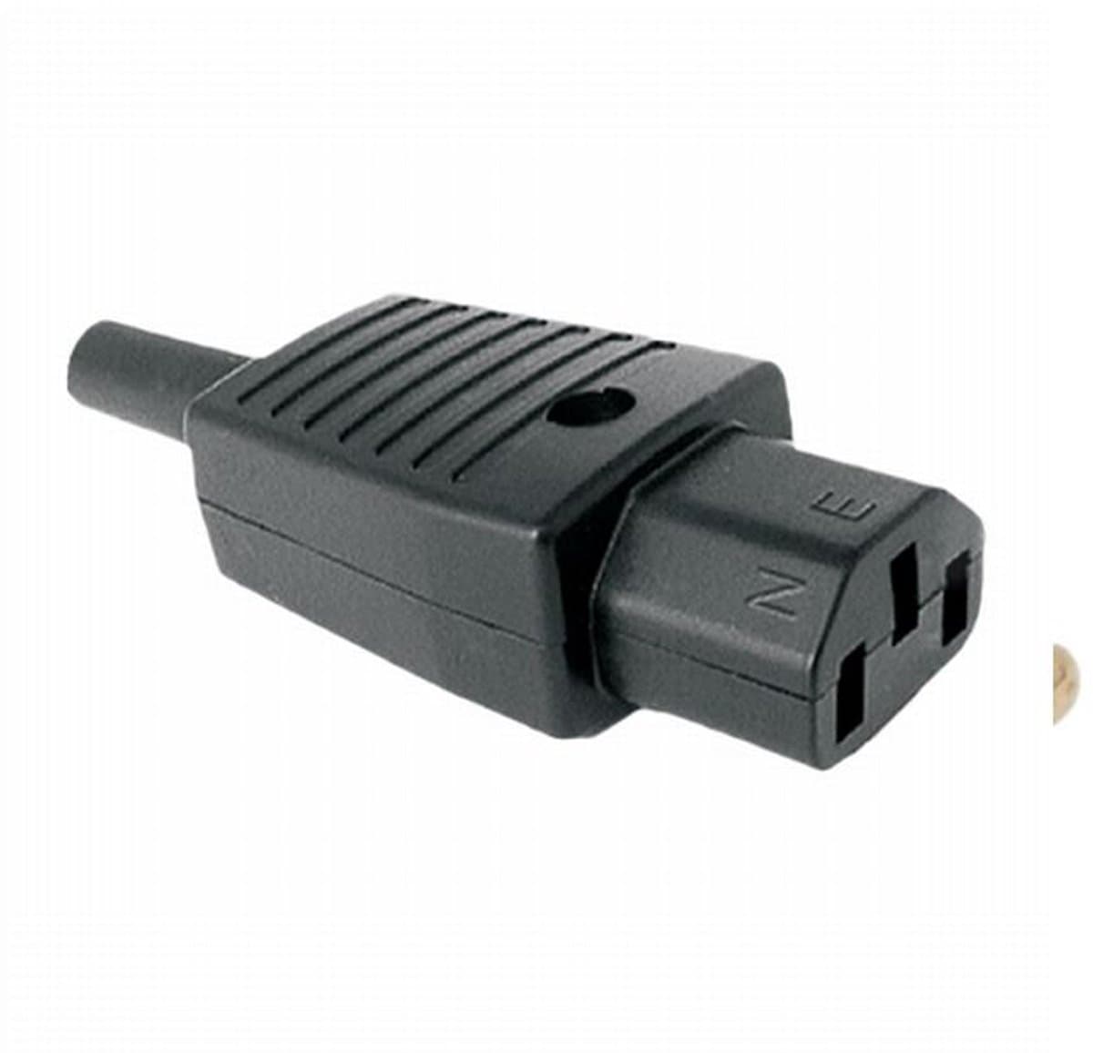 IEC C13 Netsnoer Bus met Trekontlasting – AC Socket Female 10A 250V – Apparatuur Aansluiting – Kunststof Zwart 1 Stuks [05234]