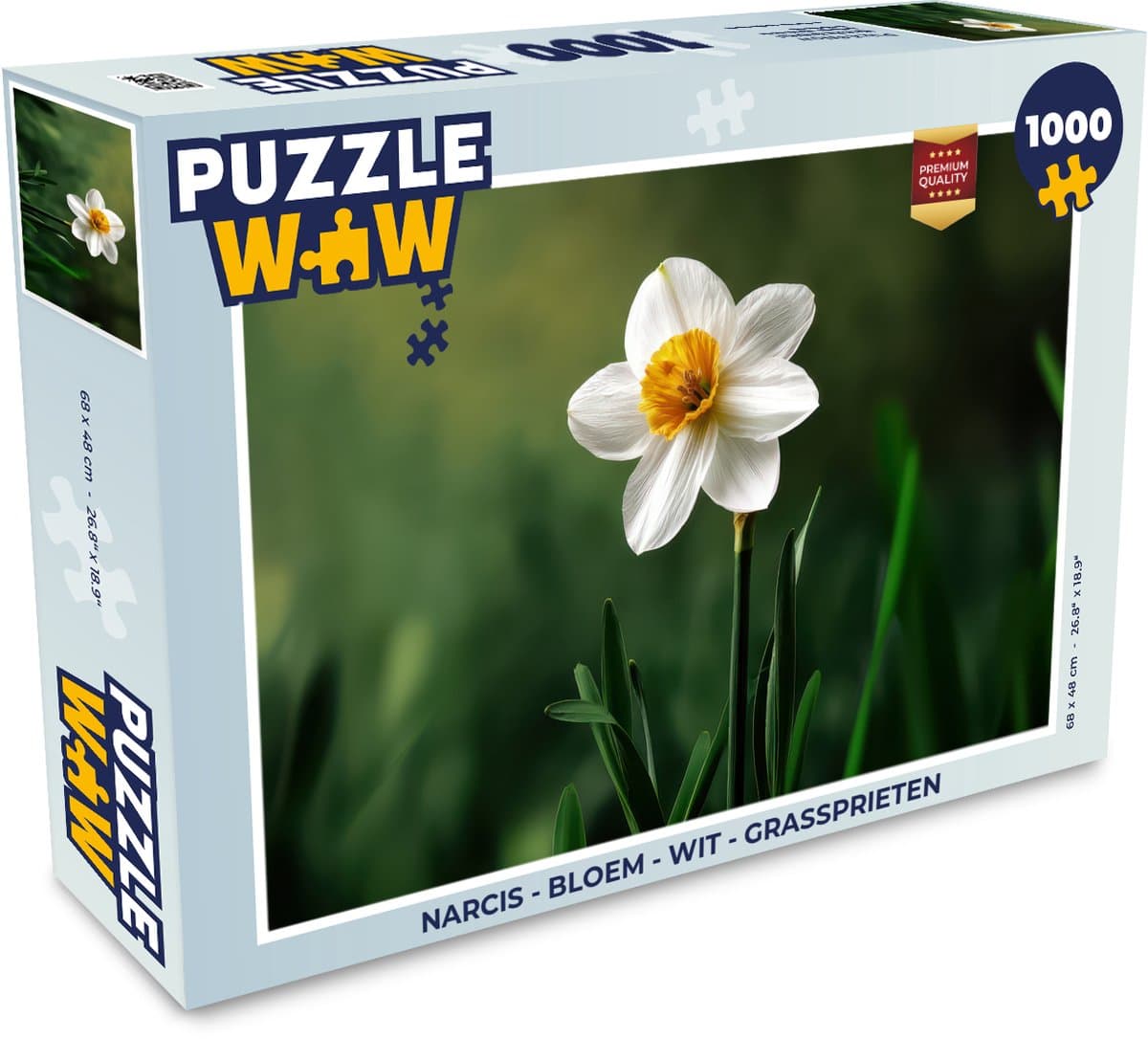 Puzzel Narcis - Bloem - Wit - Grassprieten - Legpuzzel - Puzzel 1000 stukjes volwassenen