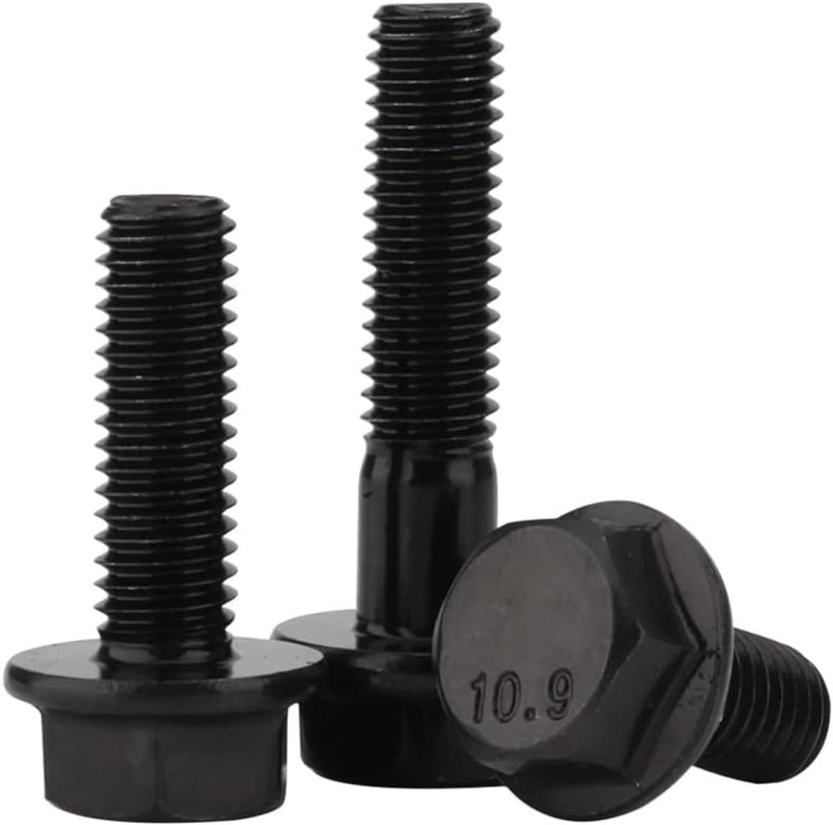 M8 x 35 mm flens zeskantbouten, flens zeskantbouten, gelegeerd staal van klasse 10.9, zwarte oxide afwerking, gedeeltelijke draad, 10 stuks