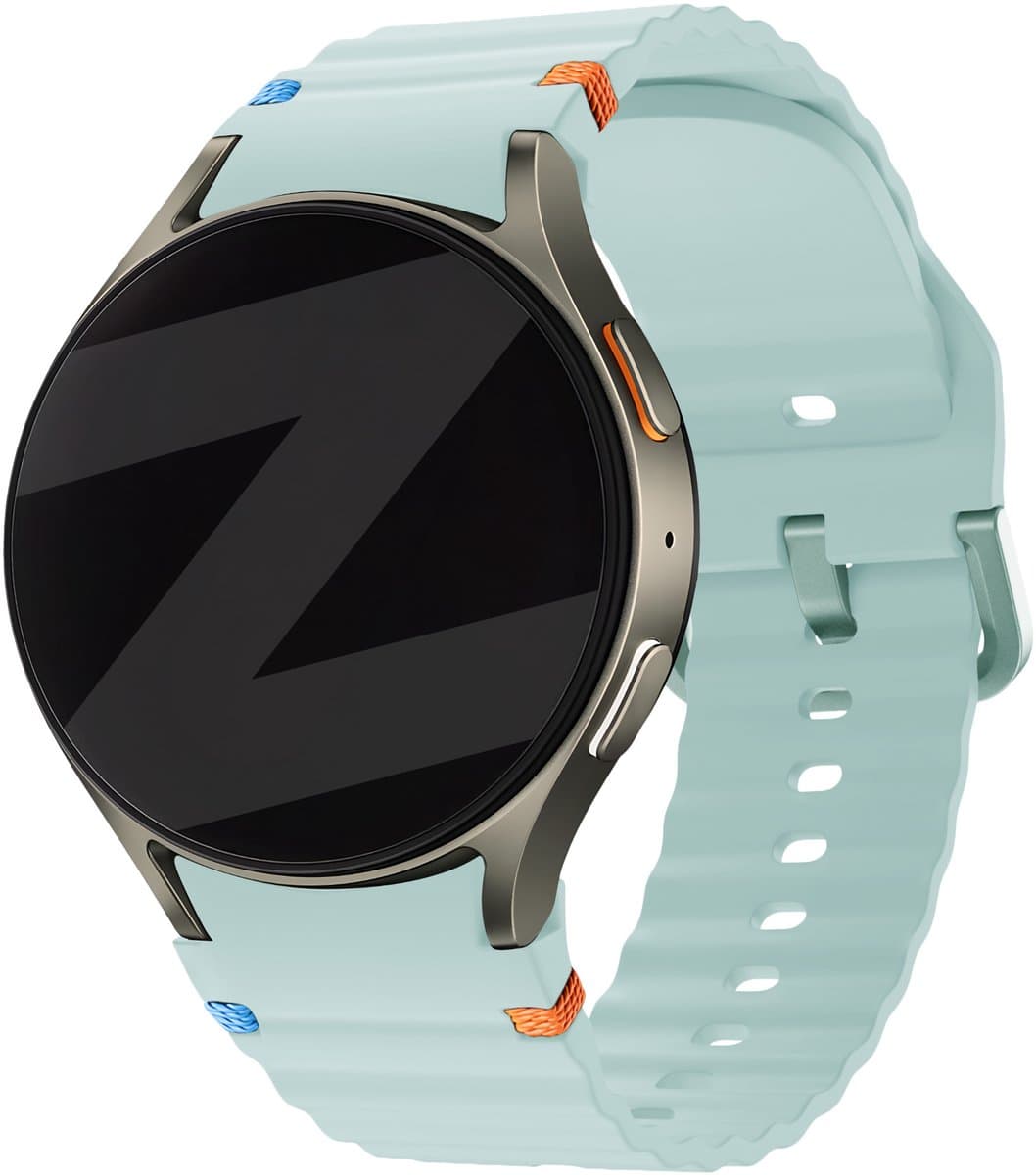 Bandz Siliconen Wave bandje 'Easy fit' - Geschikt voor Samsung Galaxy Watch 7 (40 & 44mm) / Galaxy Watch 6 Classic (43 & 47mm) / Galaxy Watch 5 (Pro) / Galaxy Watch 4 (Classic) / Galaxy Watch FE (mint)