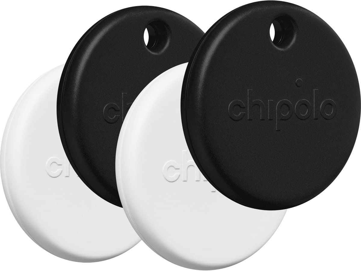 Chipolo Pop - Bluetooth Tracker & KeyFinder - Werkt met Apple Find My & Android Find My Device - Tracker Apple iPhone & Android - 120 dB - Zwart & Wit - 4 Pack