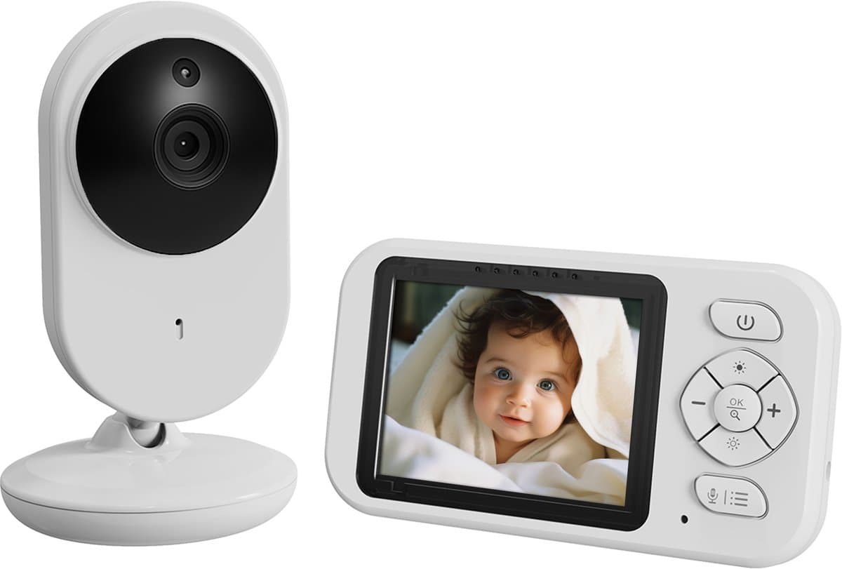 Oemmie Babyfoon - Babyfoon Met Camera - Baby Monitor - Draadloos - Nachtzicht - Praatfunctie - Tempratuurweergave - Wit
