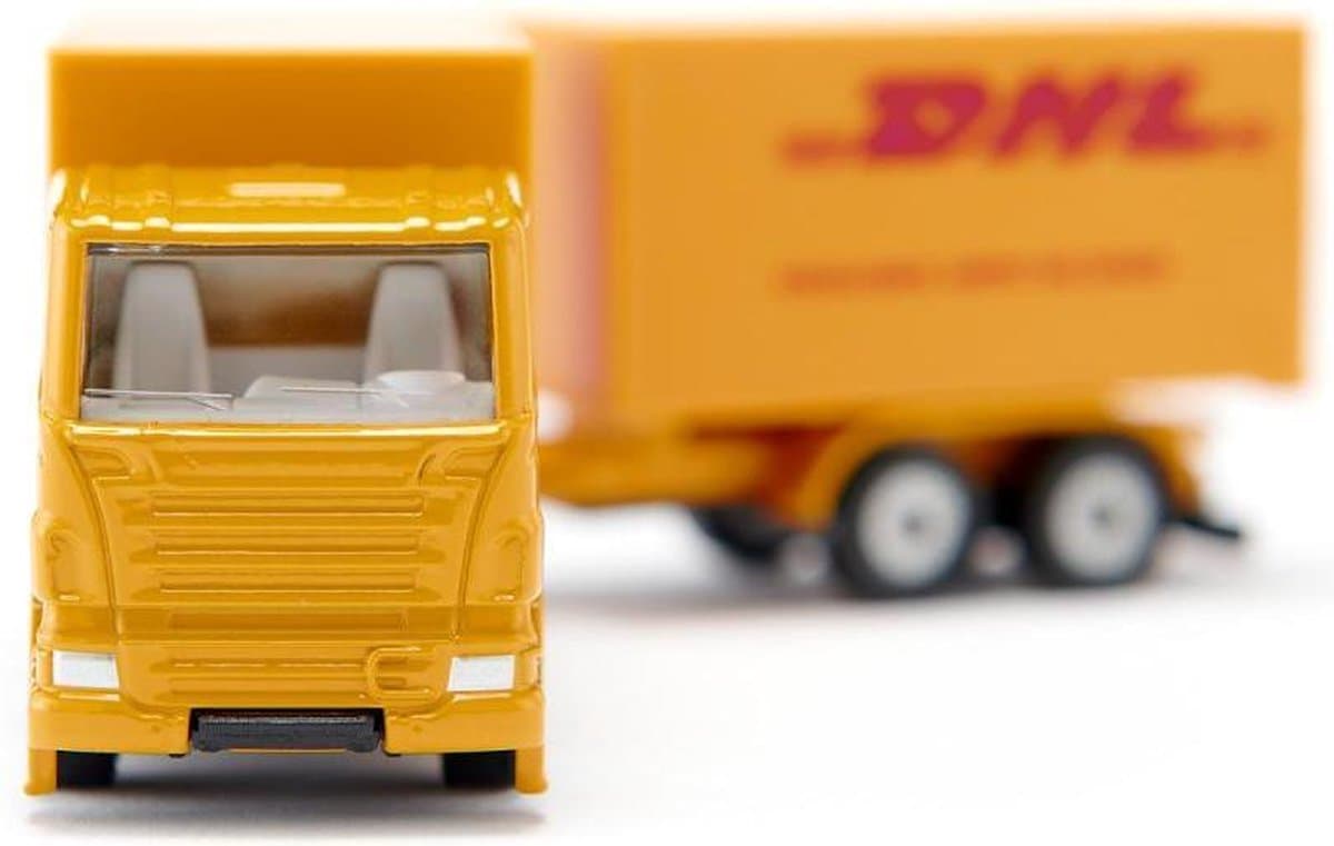 Siku vrachtwagen met trailer DHL - geel, 15,2 cm