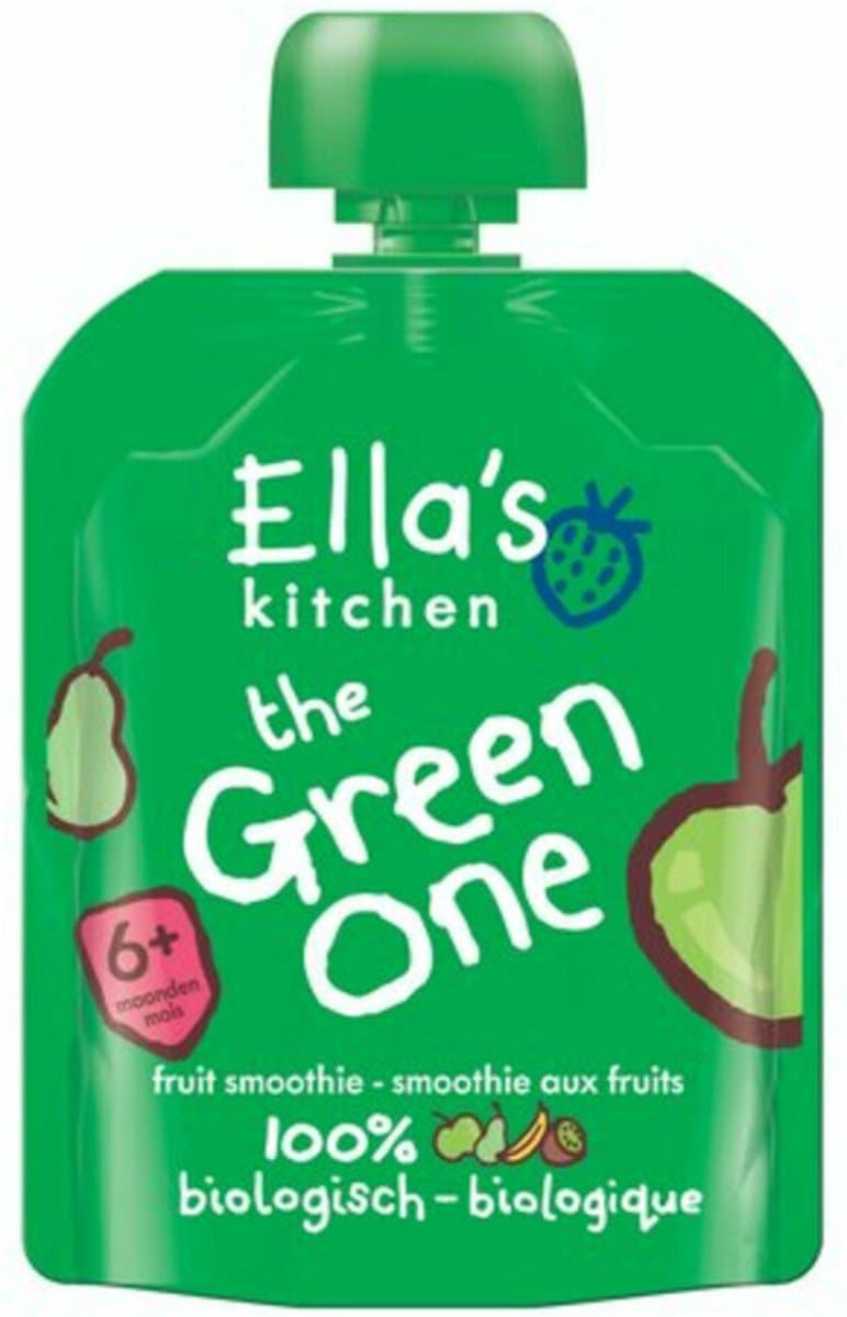 Ella's kitchen Knijpzakje Fruit Smoothie 6+ m Appel Peer Banaan Kiwi 90 gr - 6x 90 gr - Voordeelverpakking