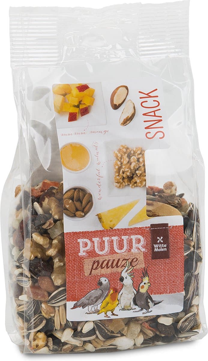 Witte Molen - Knaagdierensnack - Vogel - Puur Pauze Snack Mix Noten & Fruit 200gr - Tray - 1st