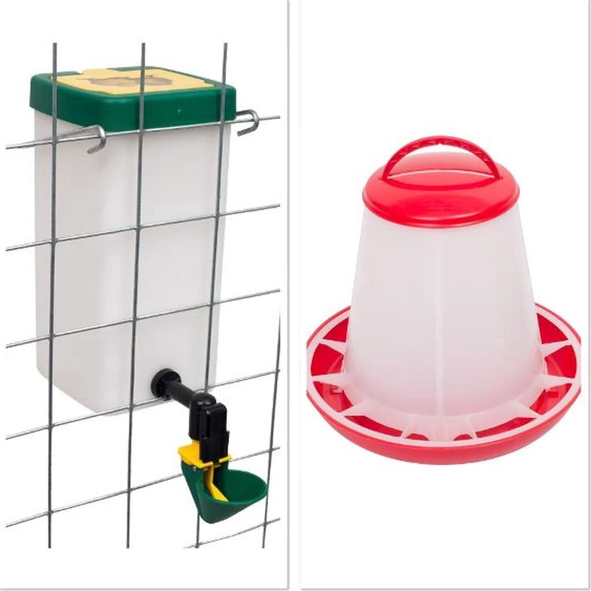 Voersilo 1 kg en drinkfles 1 Liter kuiken - Kuikendrinkfles met klapdeksel 1 Liter en drinkcupje - voersilo - 1 kg