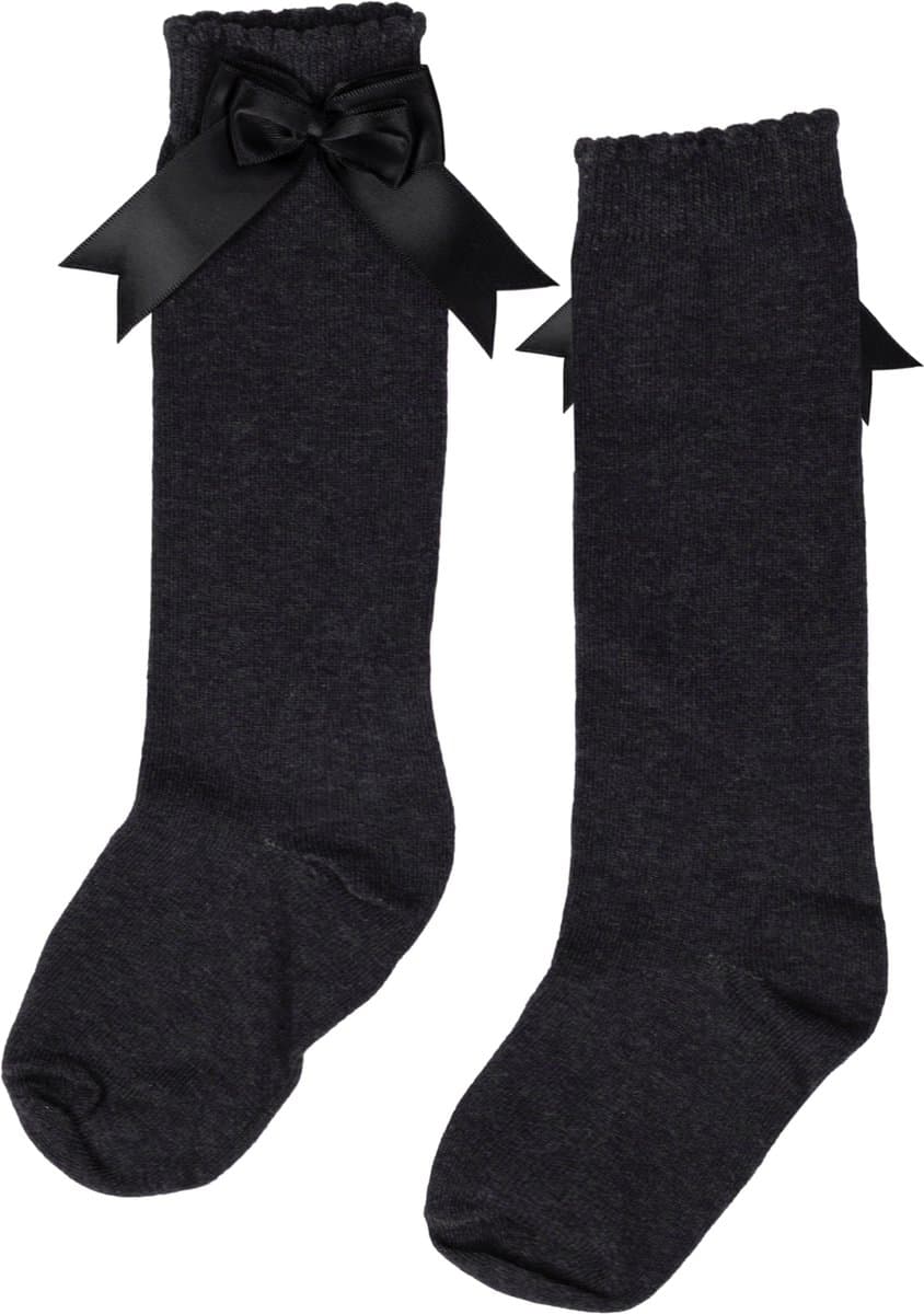 iN ControL 2pack kniekousen met satijnen strik - ANTRA GREY - 17/19