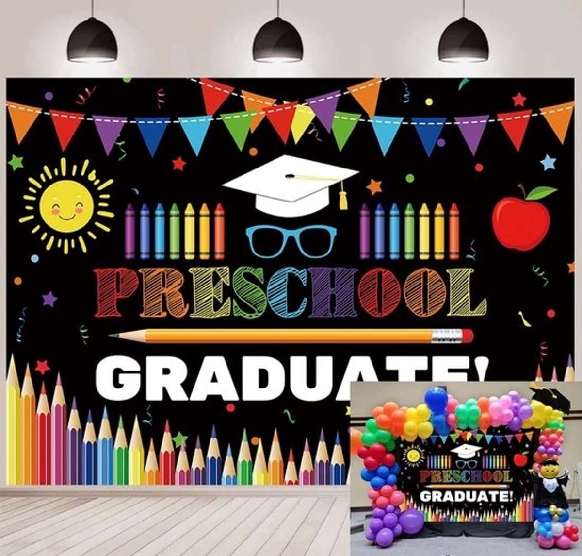 Feestelijke afstudeerachtergrond - Kleuterschool peuters 2023 - Diplomaviering - Fotokaderbanner