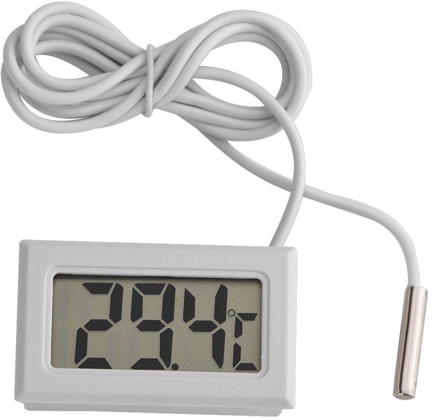 MAGT Digital Mini LCD Thermometer, Digital Temperature Monitor with External Waterproof Probe Sensor for Aquarium, Cold Room, Fish Tank (Color : White